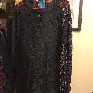 Sheer lace long sleeved top